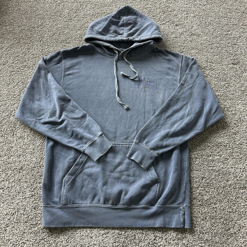 Comfort Colors Hoodie Mens Small Blue Pullover Barnstable 375 Graphic Sweatshirt